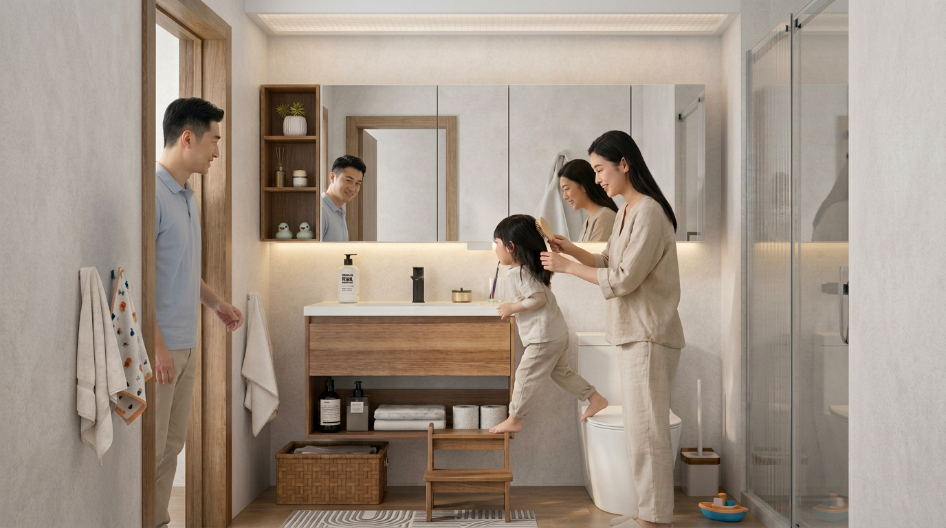 HERA family vanity in a modern Singapore bathroom