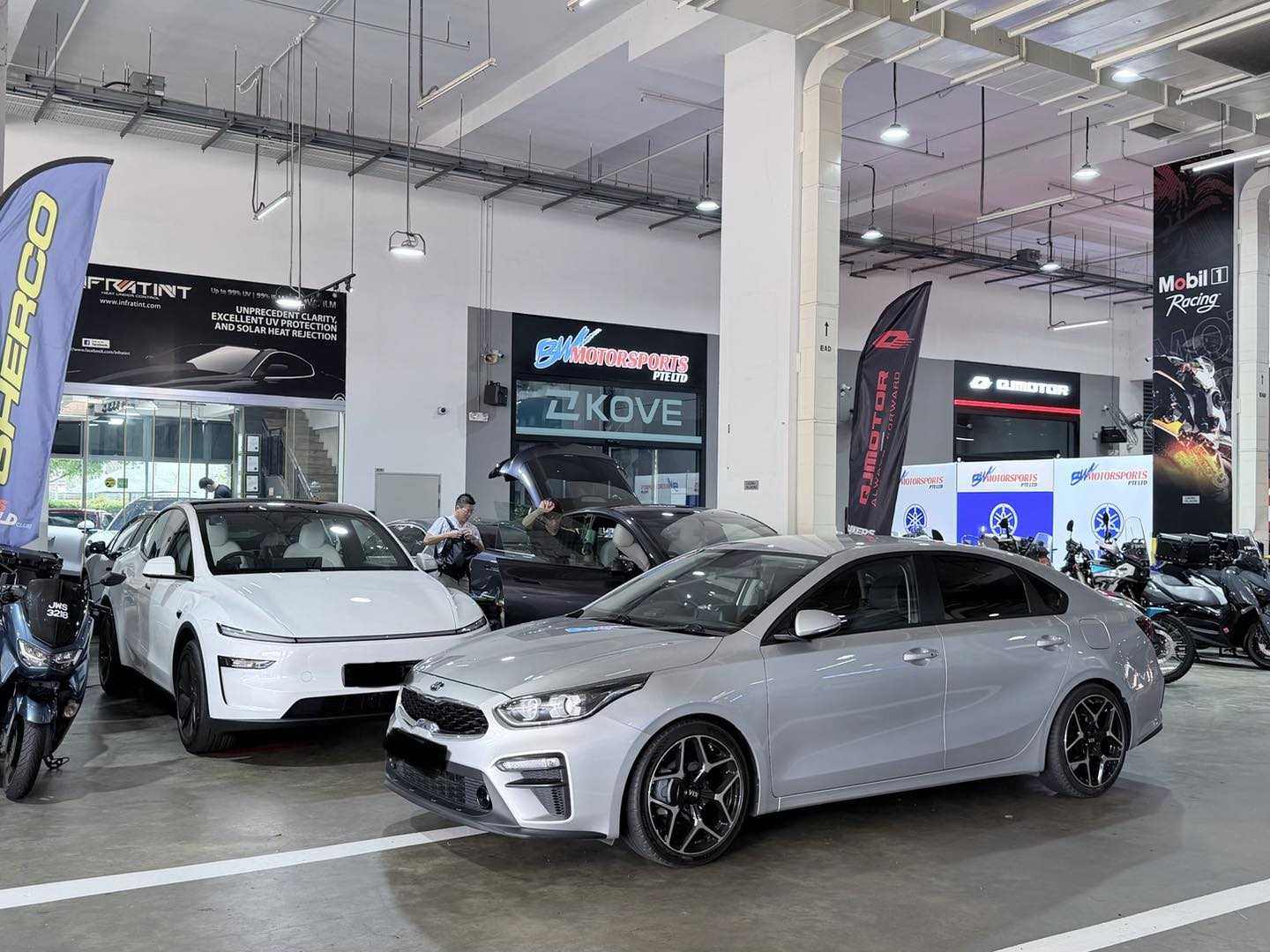 Infratint showroom with the workshop banner visible