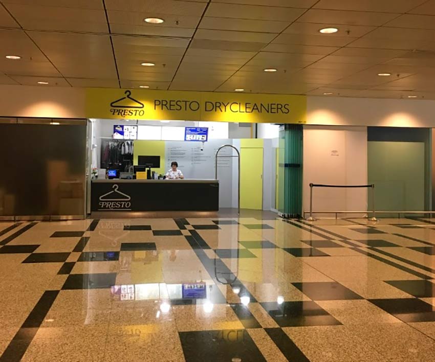 Presto Drycleaners storefront at a Singapore mall