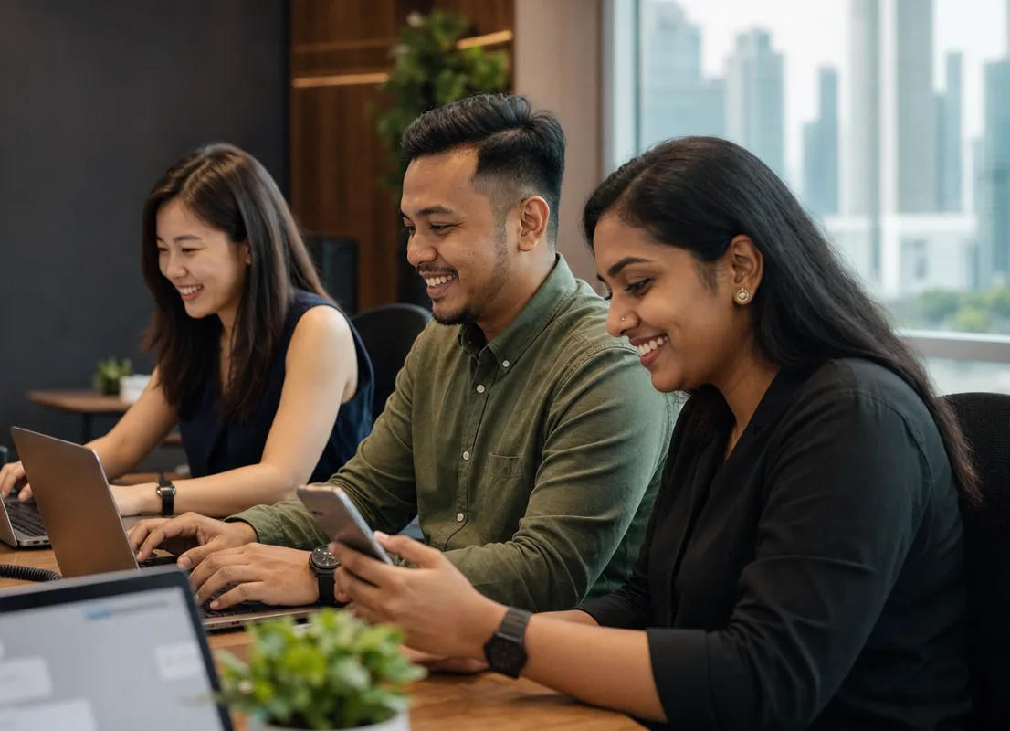 A customer service team answering WhatsApp, Facebook and Instagram chats together from the respond.io inbox